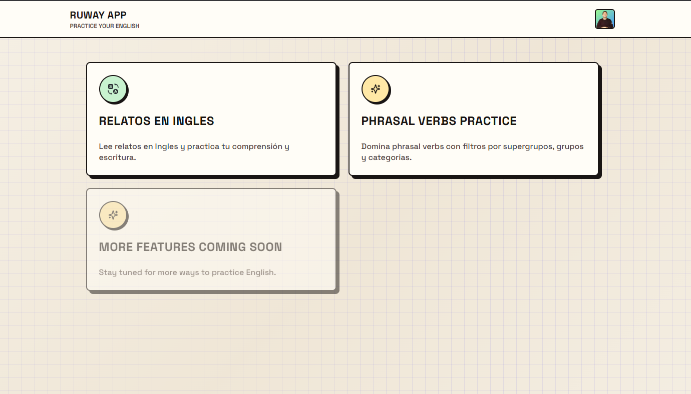 Captura de la home de Ruway App